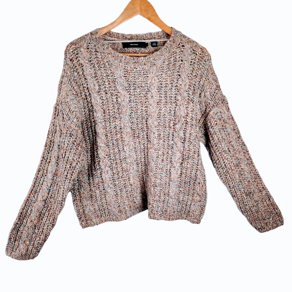 Fuzzy oversized cableknit sweater